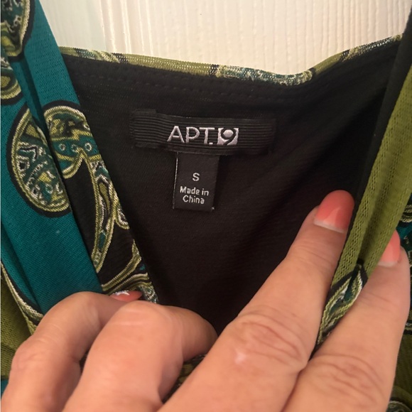 EUC, Apt. 9 Teal and Olive Paisley Print Lined, Sleeveless Dress, Sm. - Picture 7 of 7